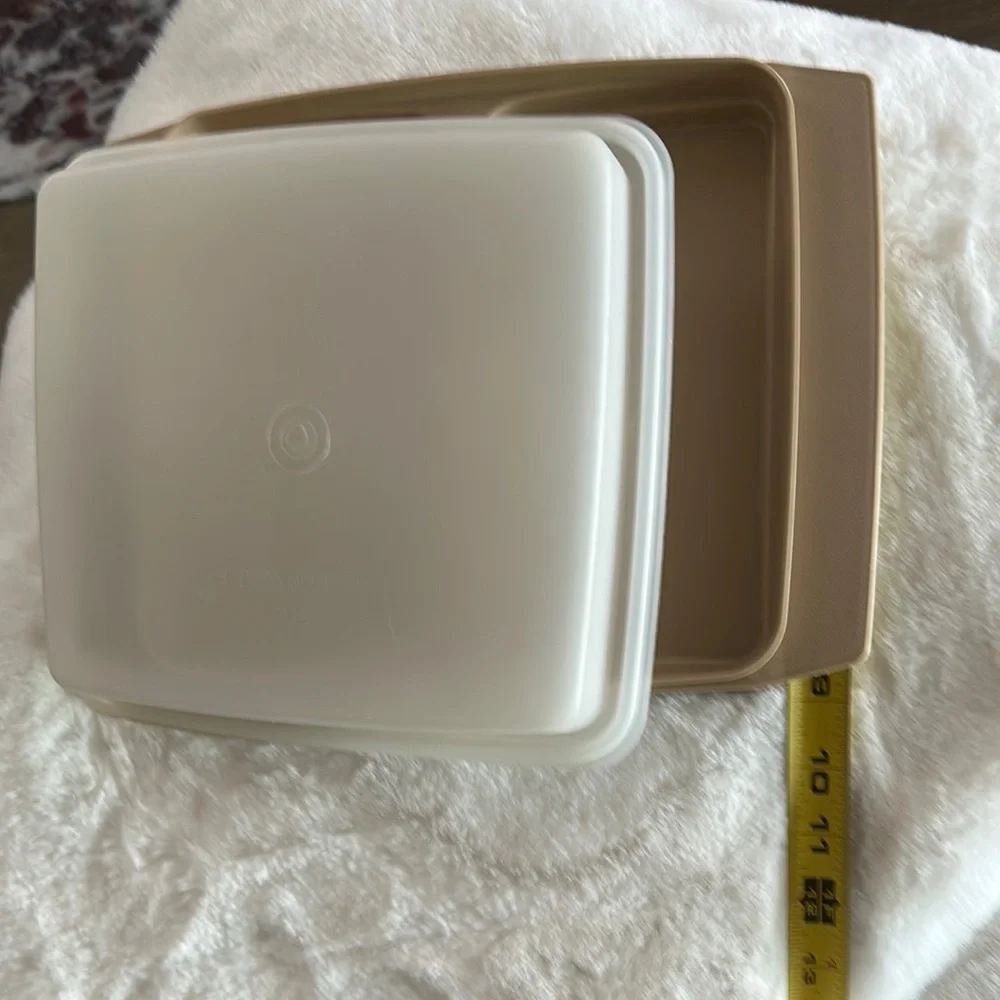 Tupperware White and Tan Container
